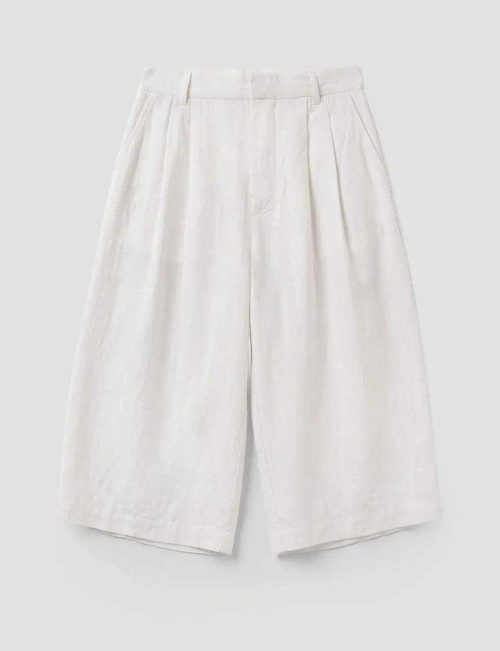 Linen Blend High Waisted Bermuda Shorts