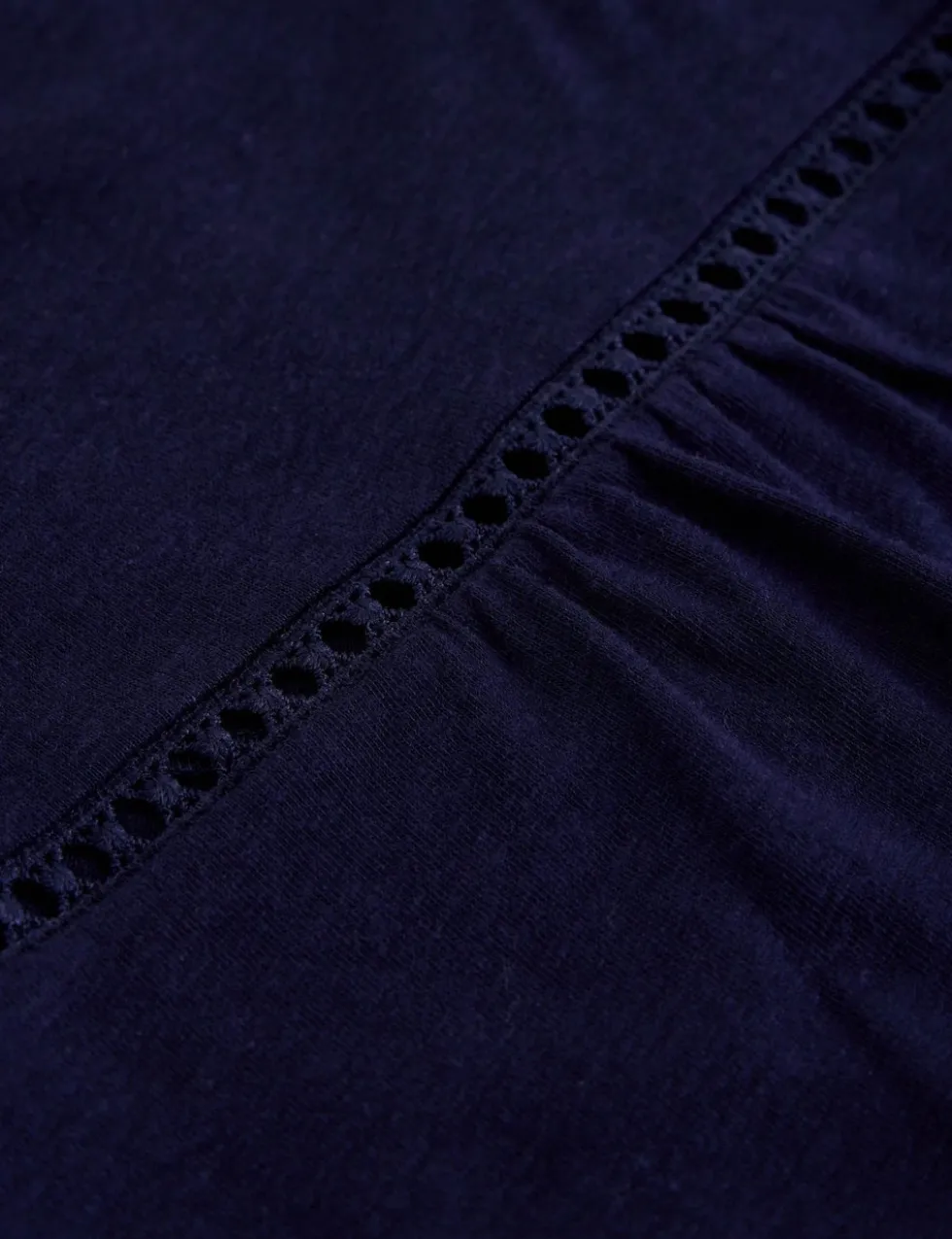 Linen Blend Lace Trim T-Shirt