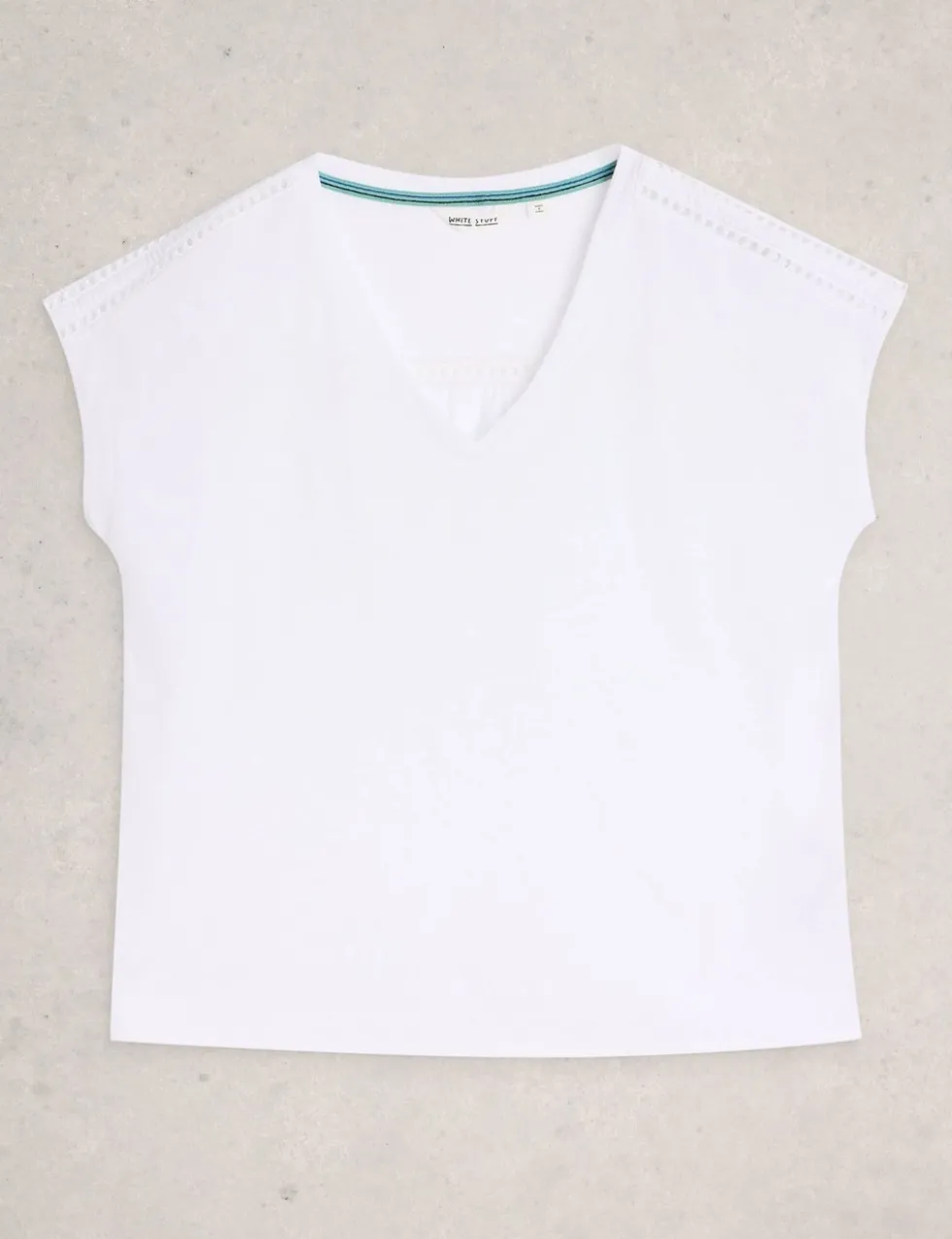 Linen Blend Lace Trim T-Shirt