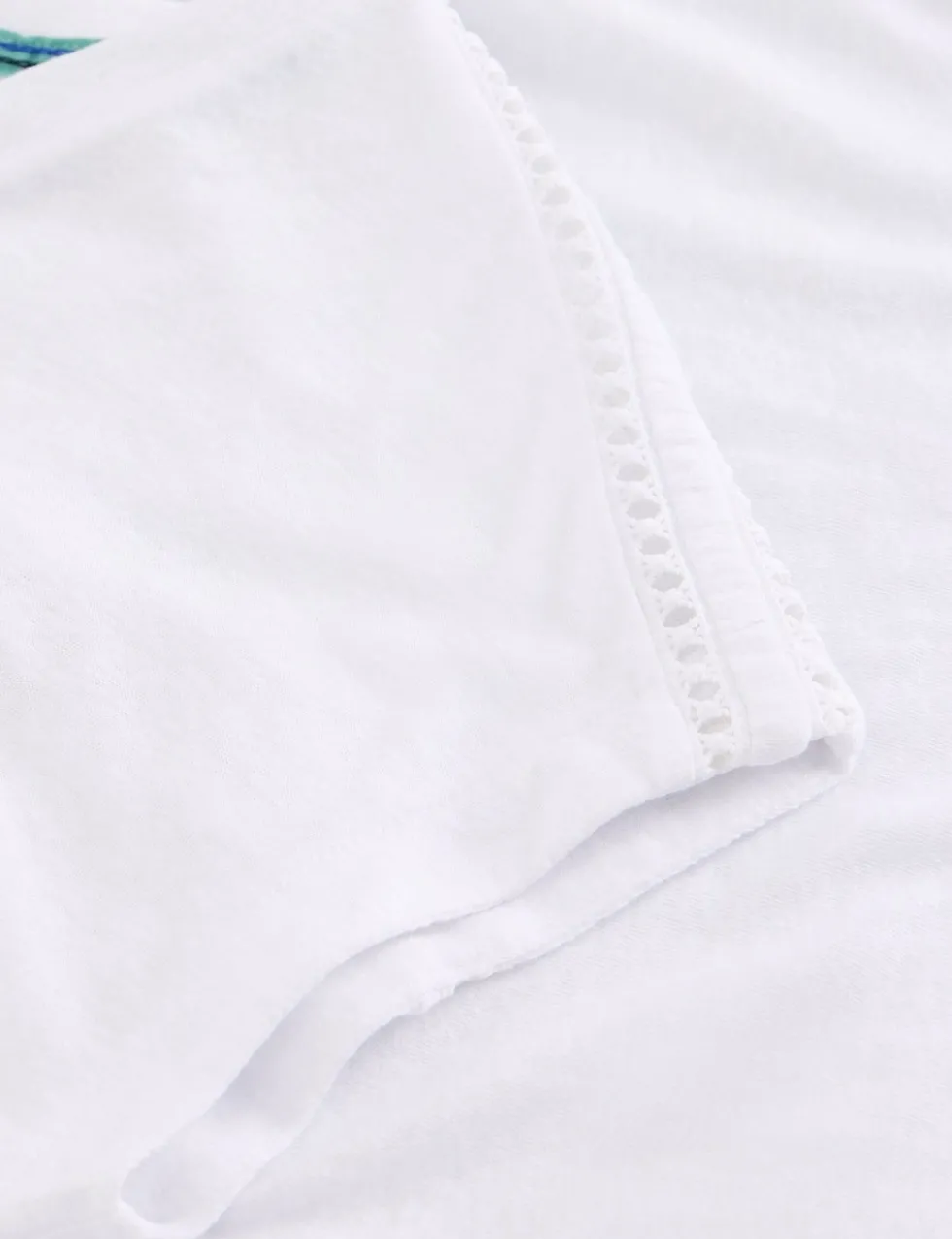 Linen Blend Lace Trim T-Shirt
