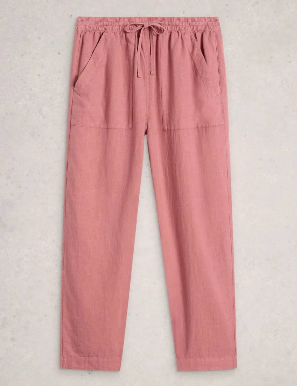 Linen Blend Leaf Print Tapered Trousers