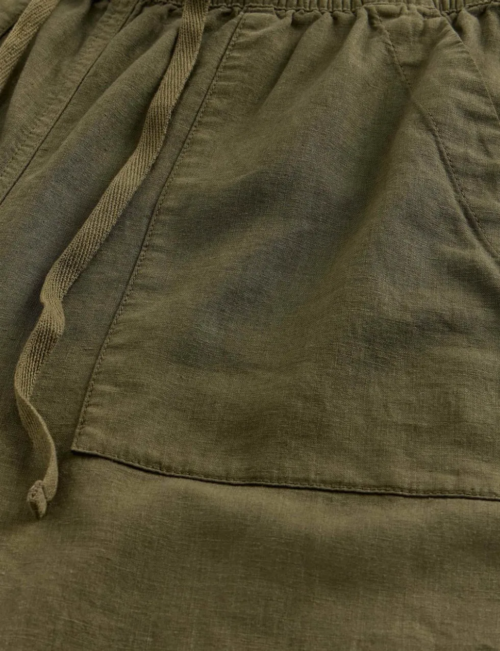 Linen Blend Leaf Print Tapered Trousers