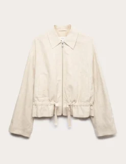 Linen Blend Lightweight Harrington Jacket