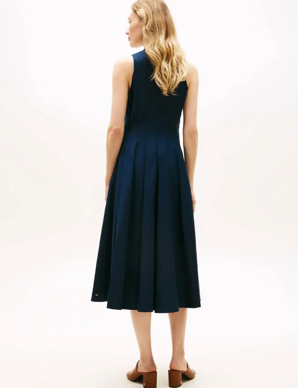 Linen Blend Midi Skater Dress