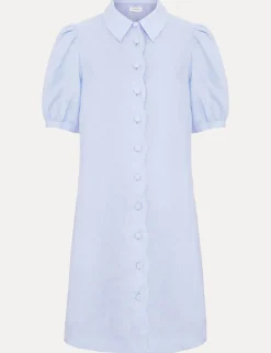 Linen Blend Mini Shirt Dress