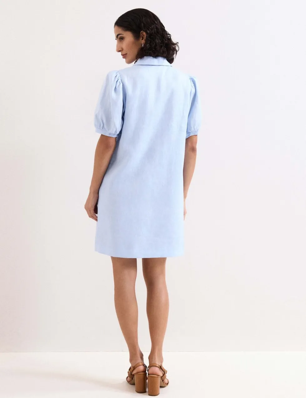 Linen Blend Mini Shirt Dress