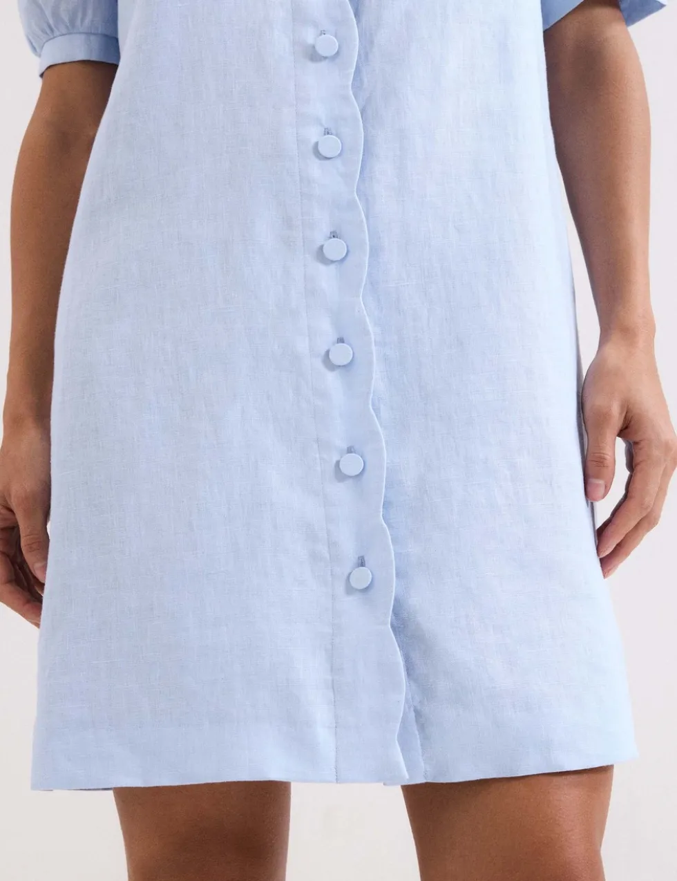 Linen Blend Mini Shirt Dress