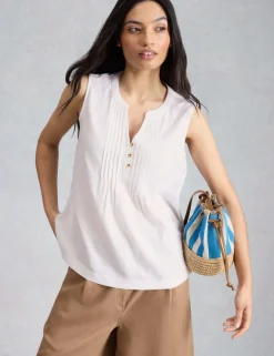 Linen Blend Notch Neck Top