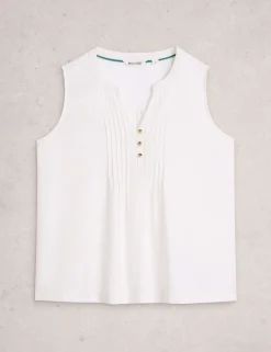 Linen Blend Notch Neck Top