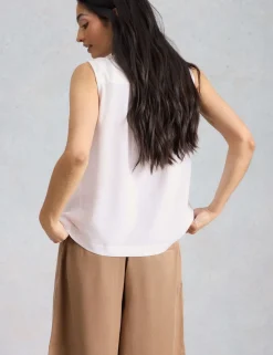 Linen Blend Notch Neck Top