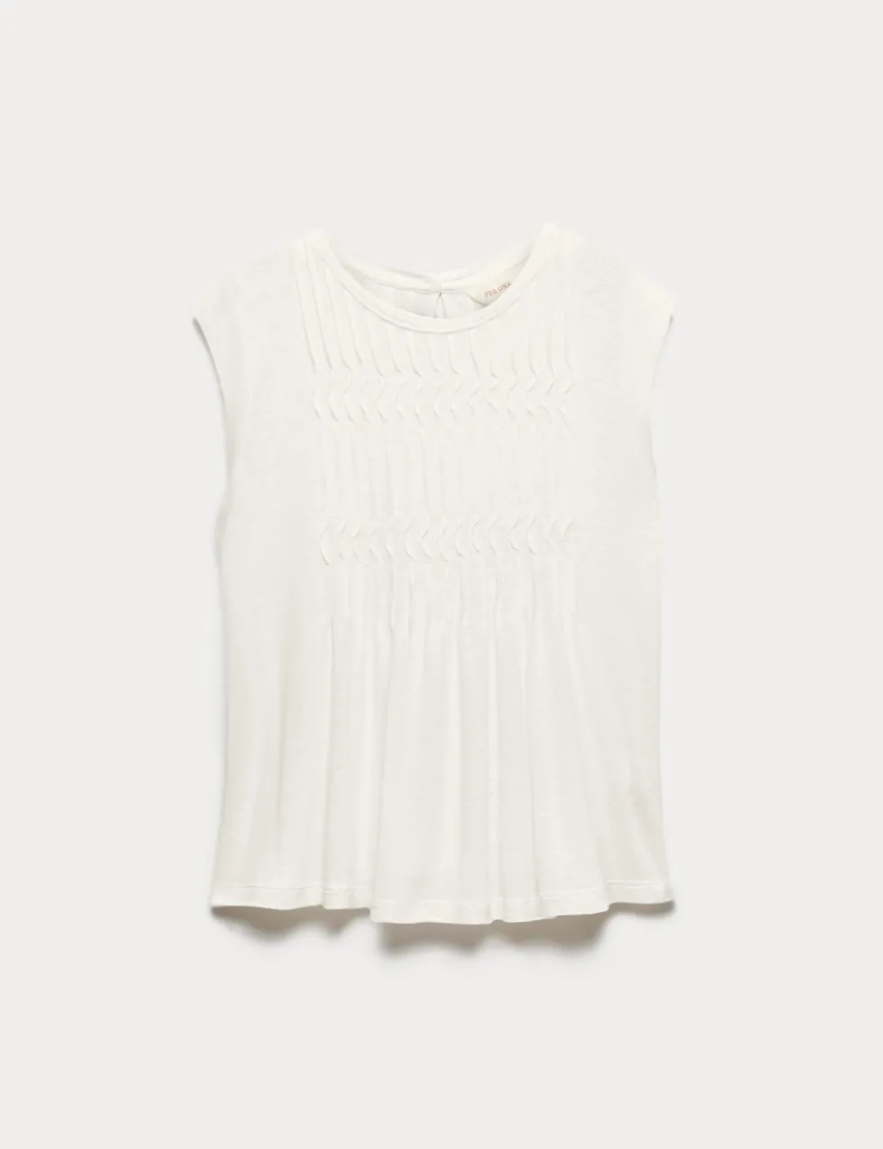Linen Blend Pleat Yoke Top