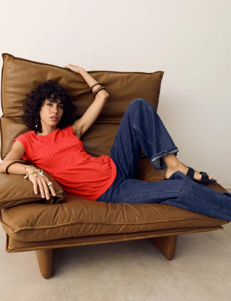 Linen Blend Pleat Yoke Top
