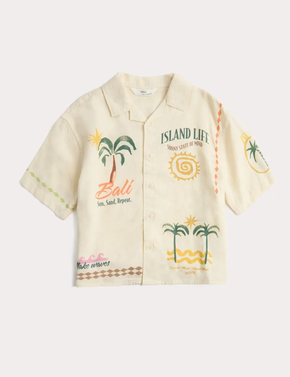Linen Blend Print Shirt (2-8 Yrs)