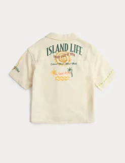 Linen Blend Print Shirt (2-8 Yrs)