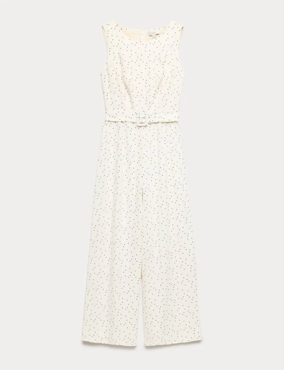 Linen Blend Printed Belted Jumpsuit