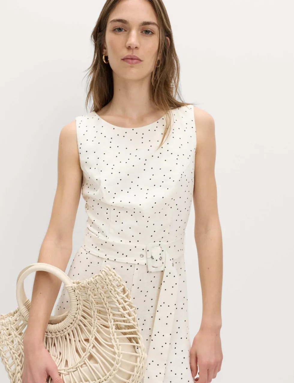 Linen Blend Printed Belted Jumpsuit