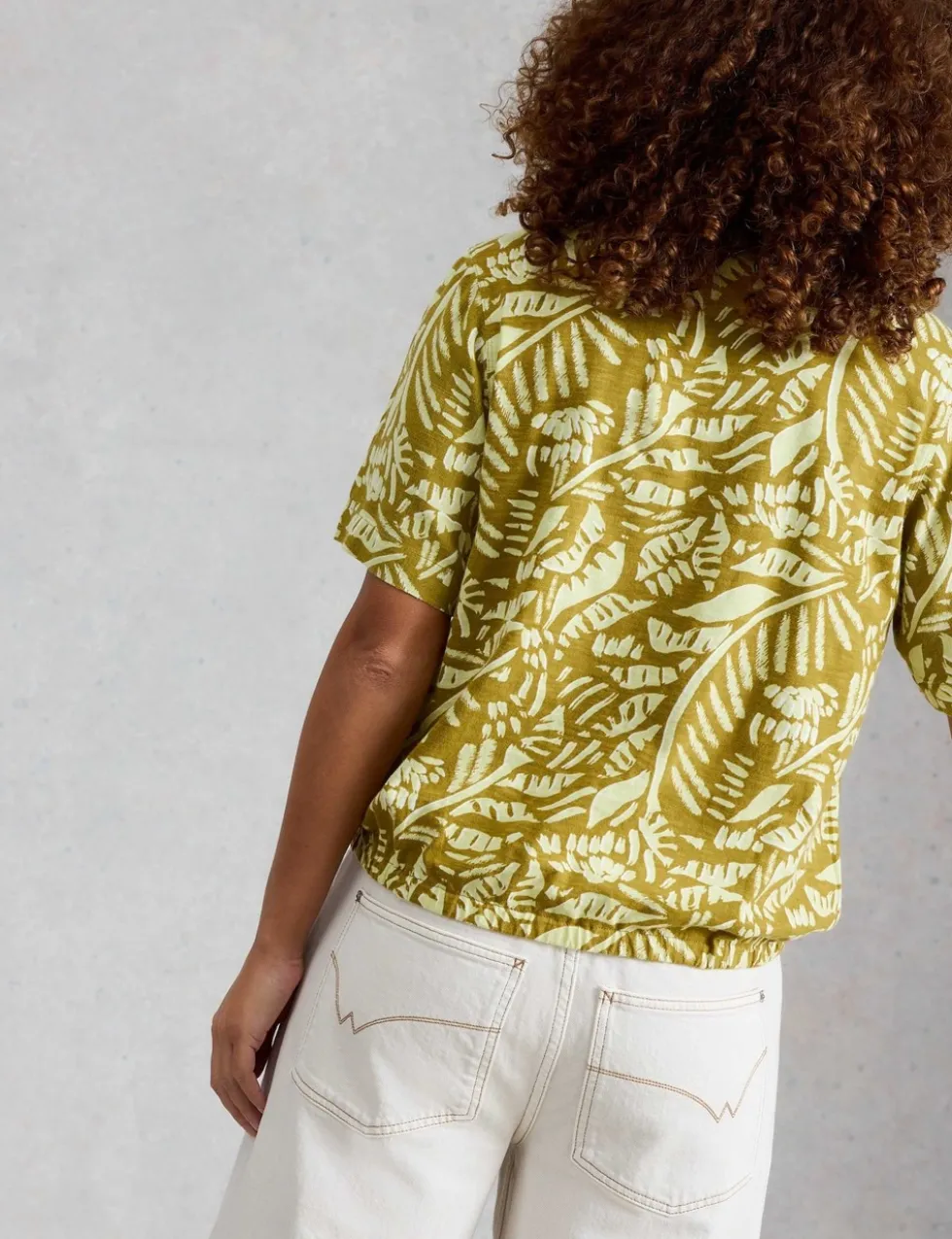 Linen Blend Printed Top