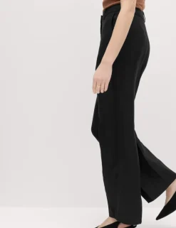 Linen Blend Relaxed Straight Trousers