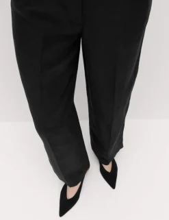 Linen Blend Relaxed Straight Trousers