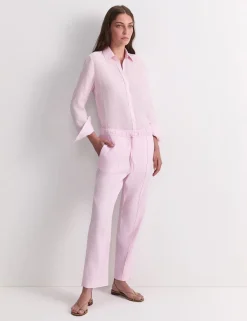 Linen Blend Relaxed Tapered Trousers