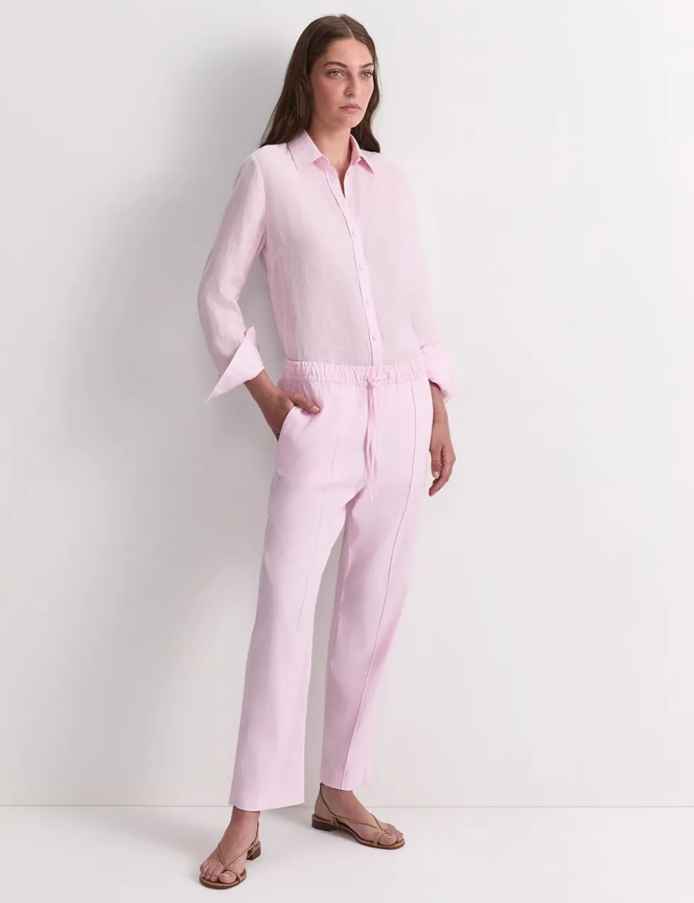 Linen Blend Relaxed Tapered Trousers