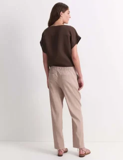Linen Blend Relaxed Tapered Trousers