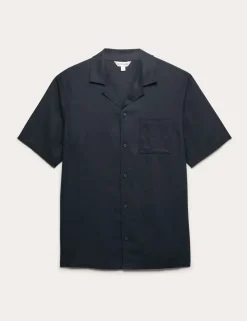 Linen Blend Revere Pyjama Top