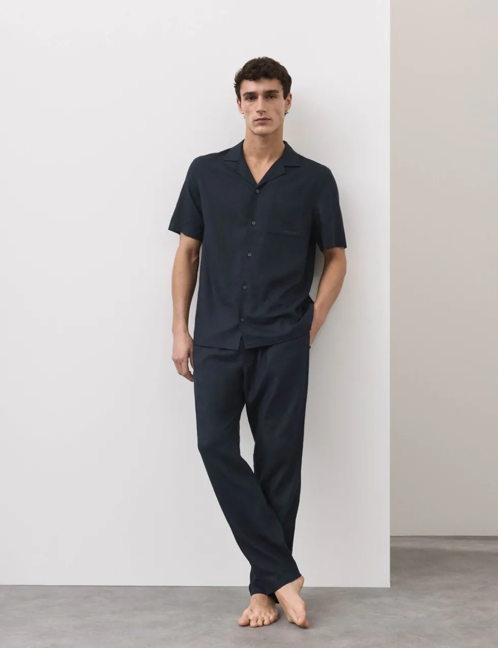 Linen Blend Revere Pyjama Top