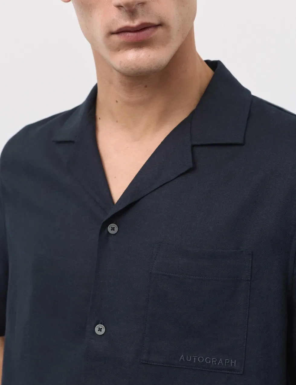 Linen Blend Revere Pyjama Top