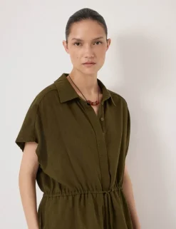Linen Blend Short Sleeve Waisted Shirt