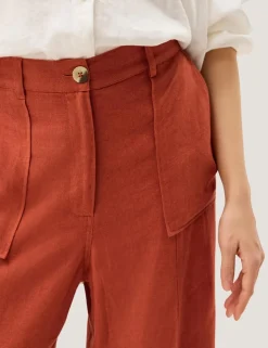 Linen Blend Straight Leg Trousers