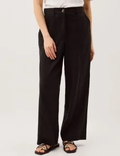Linen Blend Straight Leg Trousers