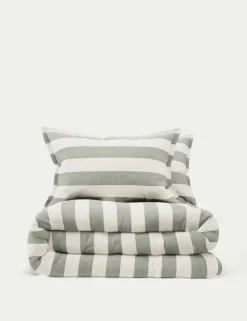 Linen Blend Striped Bedding Set