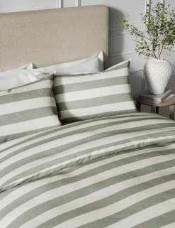 Linen Blend Striped Bedding Set