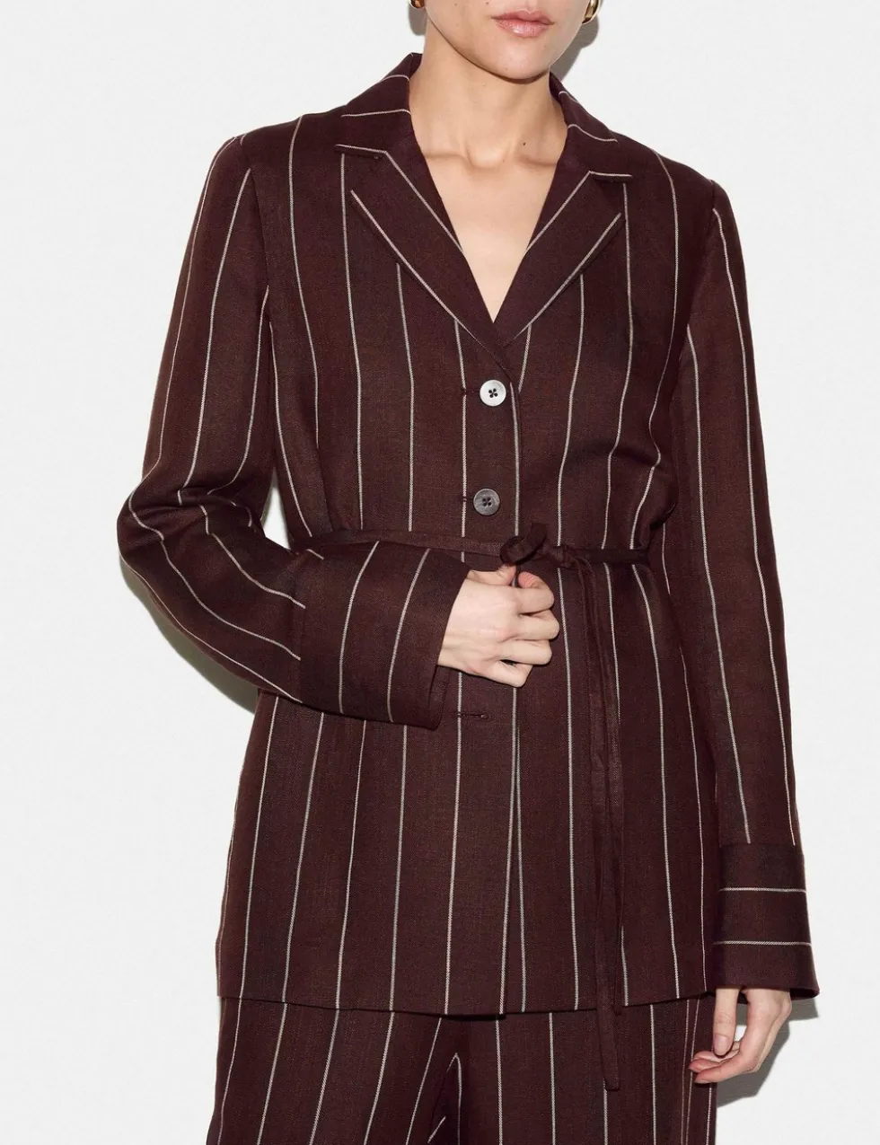 Linen Blend Striped Blazer