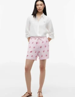 Linen Blend Striped High Waisted Shorts