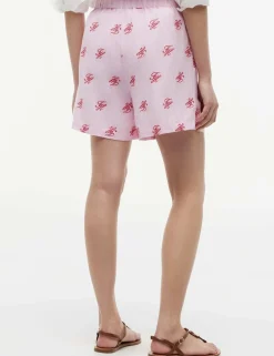 Linen Blend Striped High Waisted Shorts