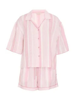 Linen Blend Striped Shortie Set