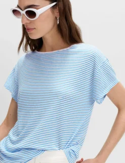 Linen Blend Striped T-Shirt