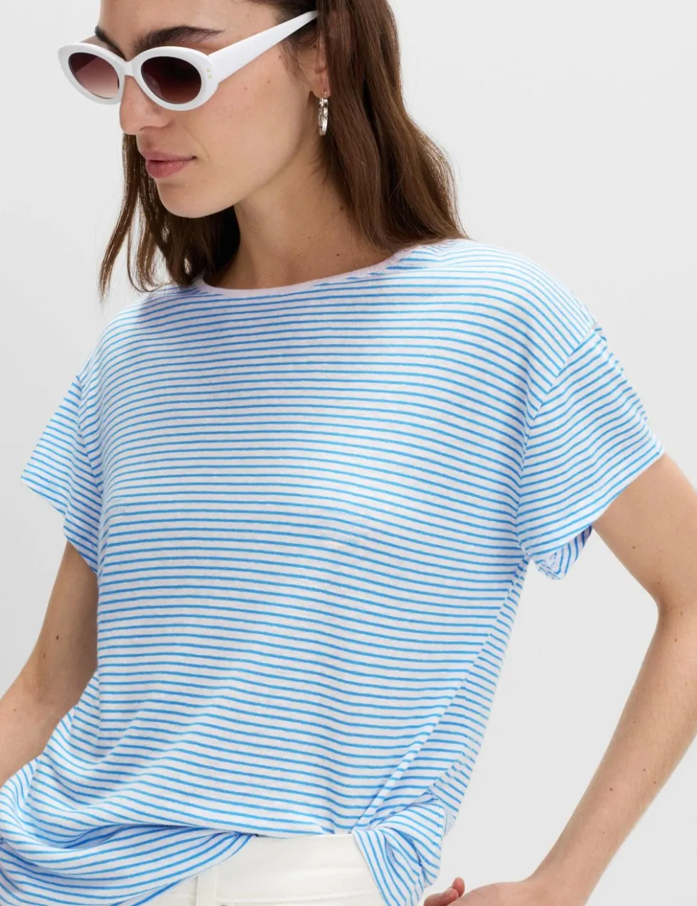 Linen Blend Striped T-Shirt