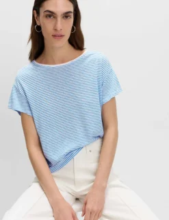 Linen Blend Striped T-Shirt