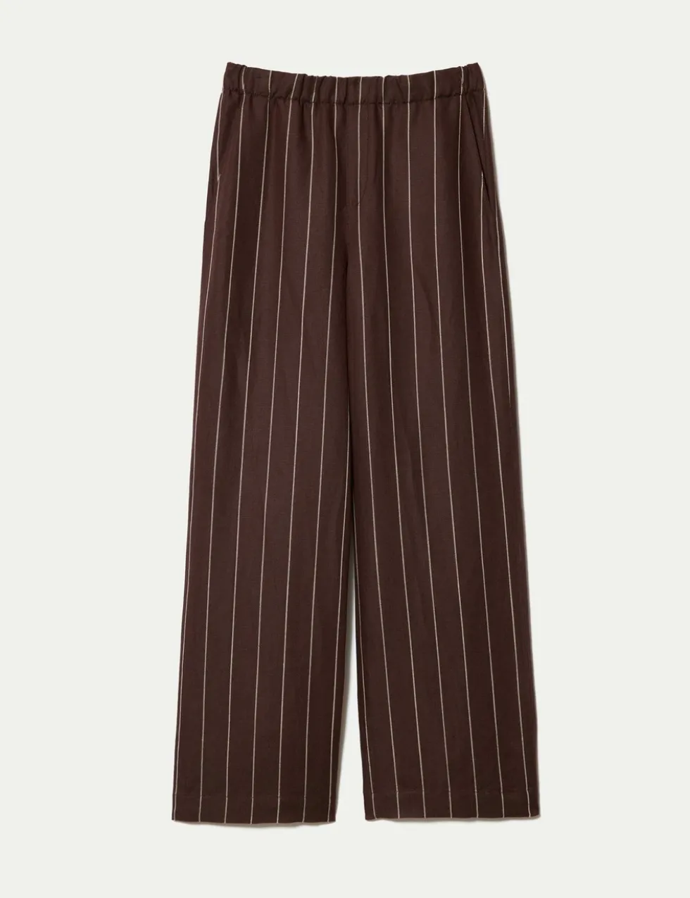Linen Blend Striped Wide Leg Trousers