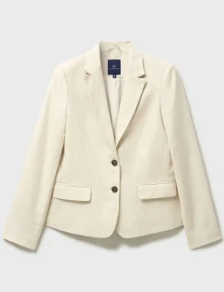 Linen Blend Textured Single Breasted Blazer