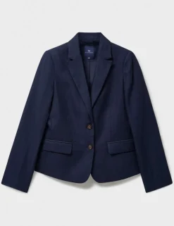 Linen Blend Textured Single Breasted Blazer