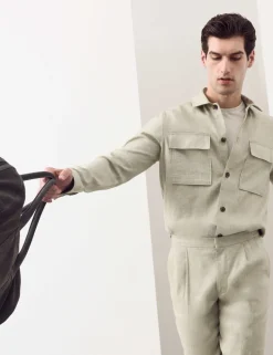 Linen Blend Twill Performance Overshirt