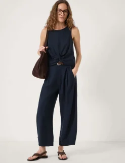 Linen Blend Twist Front Top