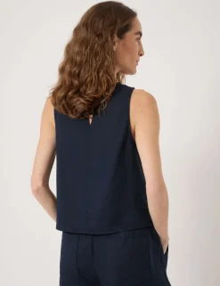 Linen Blend Twist Front Top