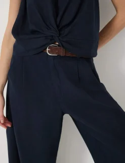 Linen Blend Twist Front Top