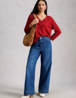 Linen Blend V-Neck Jumper