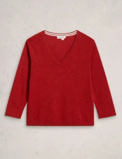 Linen Blend V-Neck Jumper